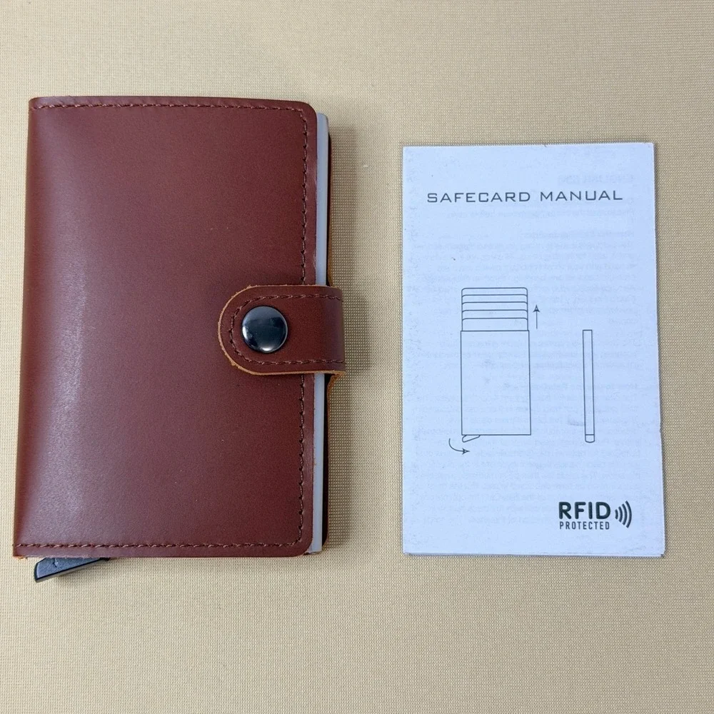 NEW Safecard RFID Pop Up Wallet Mens OS Brown New Leather Minimalist Card Holder
